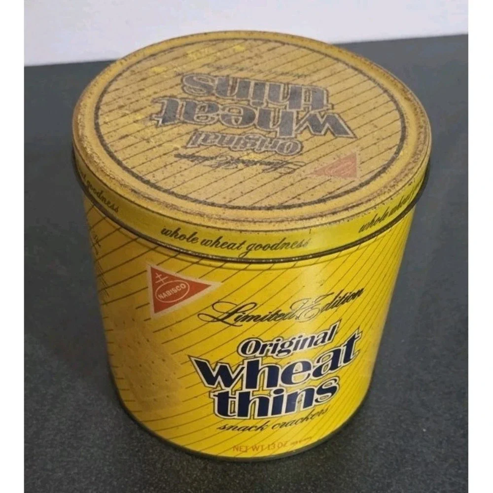3pc Vintage Peanut Planters Wheat Thins Crayola‎ 80s Tin Lot Metal Cans Lids